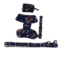 harness set with leash and poop bag and collar