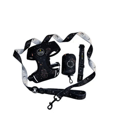 harness set with leash and poop bag and collar